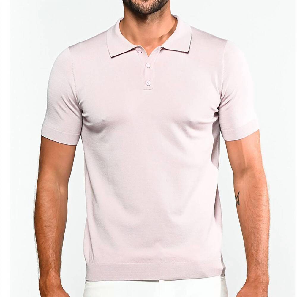 NEW POSTMARC 3-button knit polo shirt in mauve